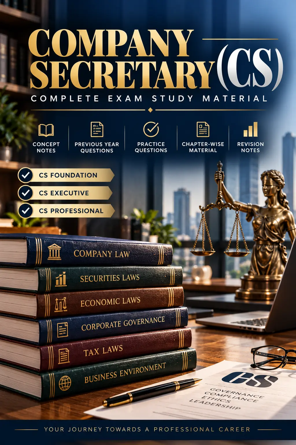 Cover of Company Secretary (CS) – Complete Exam Study Material & Revision Guide